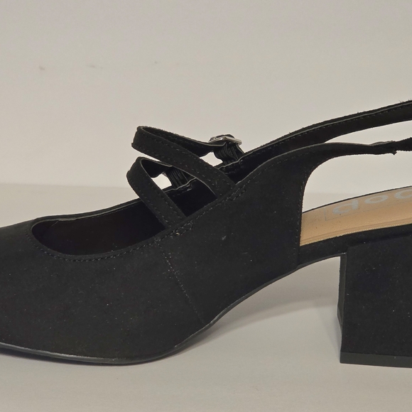 POP Womens 10 M Black Faux Suede Zaviera Mary Jane Heels NIB - Picture 4 of 6